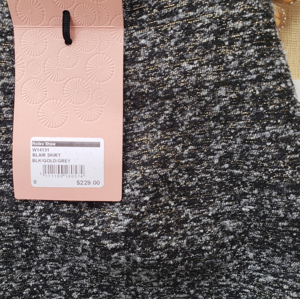 NWT Rodeo Show Metallic Tweed Zipper Mini Skirt S - Picture 6 of 8